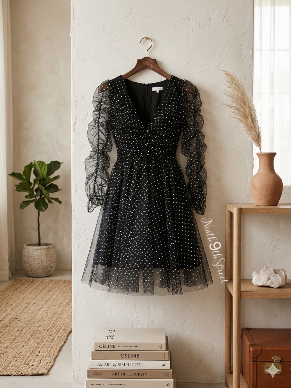 Zimmermann Ruched Flocked Polka-Dot Tulle Mini Dress Black Size 0 Small US4 NWT - Picture 2 of 16